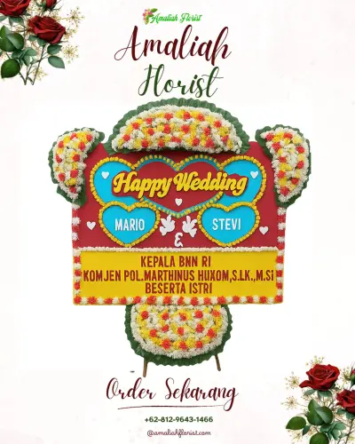 Karangan Papan Bunga Pernikahan di Ciambar